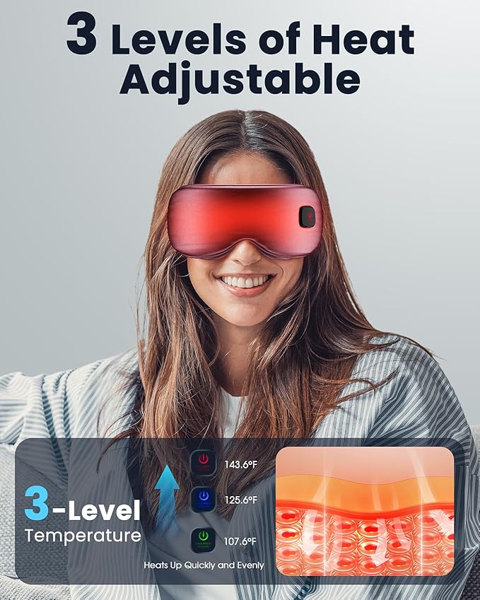 Heated Eye Mask - Cordless Eye Mask for Dry Eyes, Eye Relief, Improved Sleep, Washable Eye Heating pad for Travel and with Replaceable Shell (Purple)