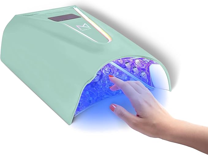 M - Crystal Cure 128W UV/LED Nail Lamp | Fast Curing with 45 Powerful 365nm+405nm LEDs | Cordless, Rechargeable, Auto Sensor | Professional Gel Nail Dryer for Manicures & Pedicures (Teal)
