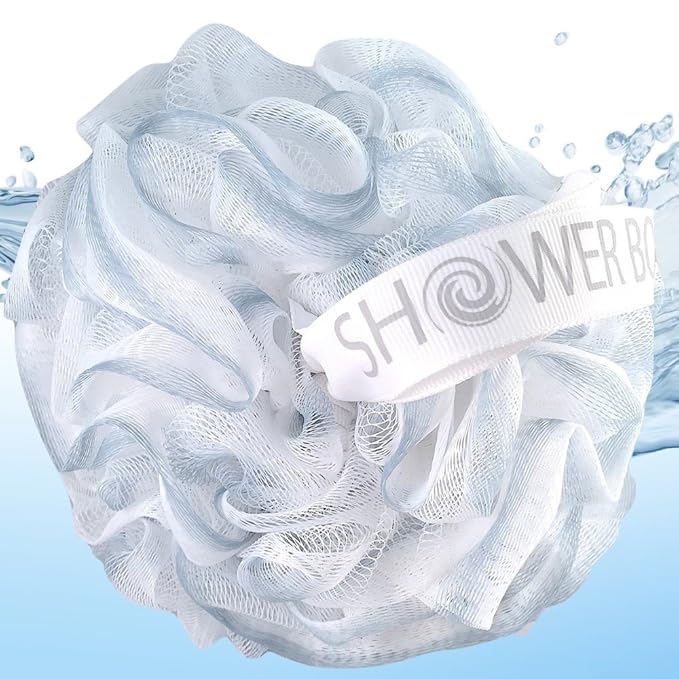 SHOWER BOUQUET Loofah-Bath-Sponge XL Soft-Pastel-Colors 4-Pack // Extra-Large 75g Mesh Luffa Loofa Loufa Puff Pouf Set/Exfoliating Body Scrubber for Women and Men - Exfoliate & Soothe Face & Body