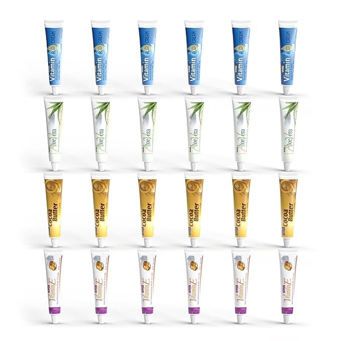 Natureplex Vitamin Cream Bundle (Pack of 24) – Includes Aloe Vera, Vitamin E, Vitamin A&D, and Cocoa Butter Creams (6 Each) – Nourishing Moisture & Skin Care Essentials