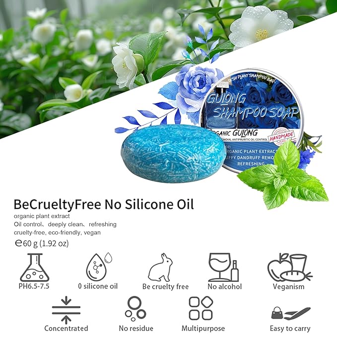 Cologne Shampoo Bar, 2 Pack Solid Shampoo Bar for Men, Deep Cleansing & Nourishing Hair Roots, Fluffy Dandruff Removal Natural Organics Soap Bars for All Hair Types