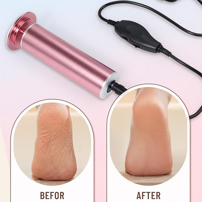 Dermawave Electric Foot File Callus Remover for Feet, Professional Foot Scrubber Sander Grinder for Dead Skin Cracked Heel, Pedicure Tool with 60 Sandpaper Discs for Men & Women
