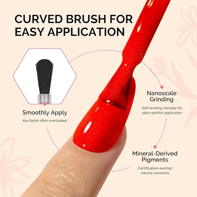 MelodySusie Fleurwee Plant Based Gel Nail Polish, Hema Free Glitter Red Nail Polish, Soak Off UV LED Gel Polish Gift for Women 21 Non Toxic Long Lasting Nail Art Manicure Salon DIY at Home P38