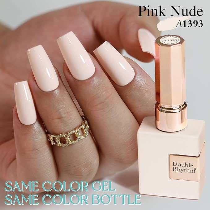 Double Rhythm 15ML Gel Nail Polish Pure Sheer Same Color Same Bottle Soak Off Gel Polish Art Manicure Salon DIY at Home for Women (Beige Pink-A1393)