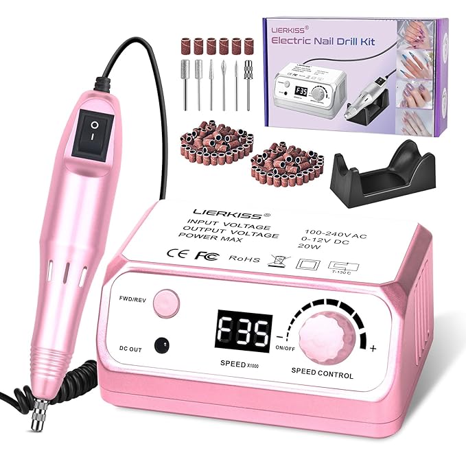Nail Drill Professional 35000RPM Drils Nail Electric Nail File Nails Drill with 100pcs Sanding Bands and Nail Drill Bits for Acrylic, Gel Nail Manicure & Pedicure
