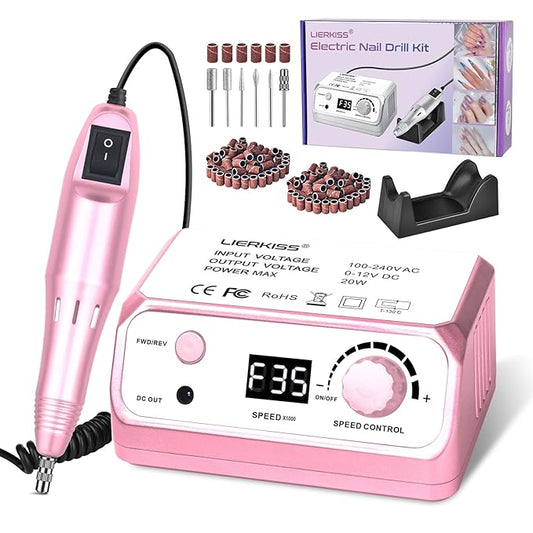 Nail Drill Professional 35000RPM Drils Nail Electric Nail File Nails Drill with 100pcs Sanding Bands and Nail Drill Bits for Acrylic, Gel Nail Manicure & Pedicure
