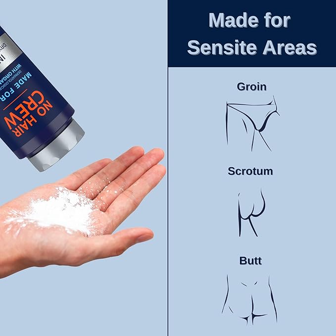 No Hair Crew | Intimate Bundle | Includes Hair Removal Depilatory Cream for Men and Dry & Fresh Body Powder for Sweat and Odor Control