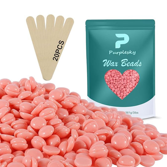 Wax Beads for hair removal- 3lb Hard Wax Professional Beans - Low Termperature Stripless Melting Wax for Body, Leg, Bikini Back, Nose, Upper Lip, Facial, Underarm - Brazilian Painless Waxing