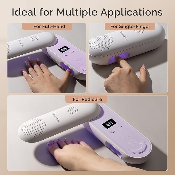 MelodySusie Compact Cordless UV Nail Lamp, P-PLUS20F with Innovative Rotatable Panel & UV Protection Design, Rechargeable UV Light Cures All Gels, Especially Rhinestone Glue & Liner Gel Polish Pink