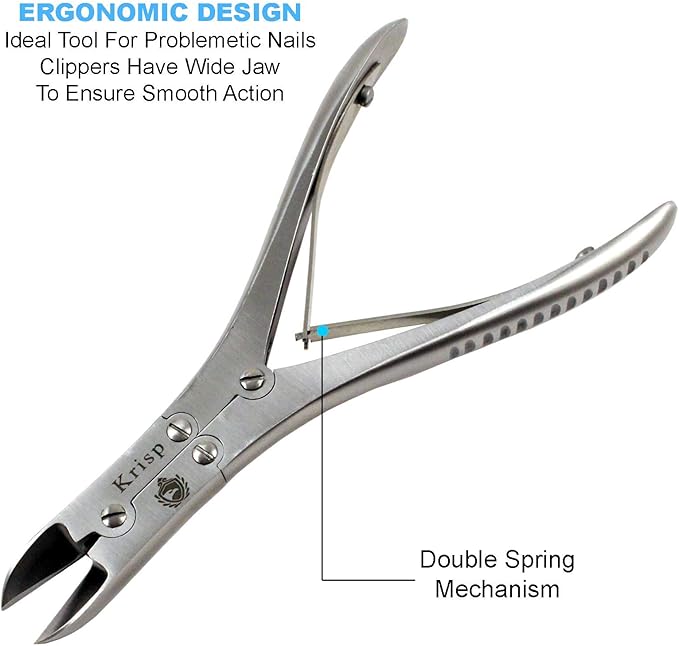 Toenail Clippers for Thick Ingrown Toenails - Professional Nail Cutter Nail Trimmer Podiatry Fingernail Clipper for Men Women Seniors Elderly Podiatrist Heavy Duty Stainless Steel Tool by Krisp Beauty