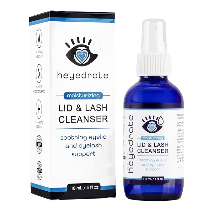 Lid and Lash Cleanser – 4oz Glass Bottle – Pure Hypochlorous Acid Spray for Soothing Dry Eye Irritation – Daily Eyelid & Lash Cleanser