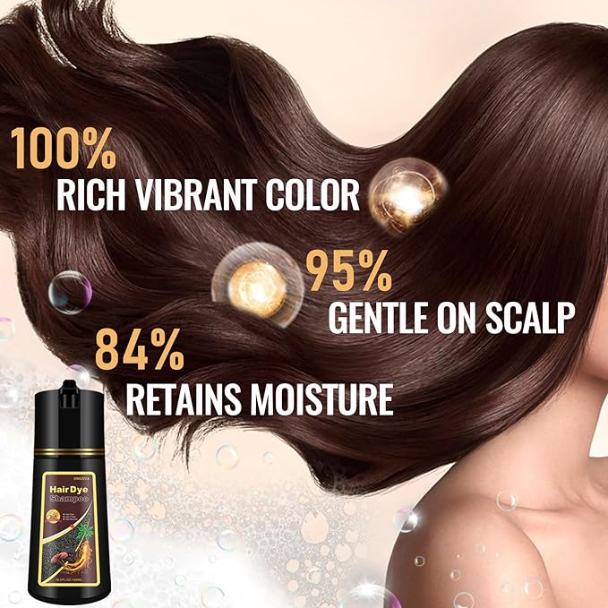 Deep Burgundy Hair Dye Shampoo Red, Instant Dye Shampoo for Gray Hair for Women Men, Best Hair Coloring Shampoo for Painting Hair, 3-in-1 Color Shampoo Hair Dye in Minutes, Champu Para Pintar el Pelo
