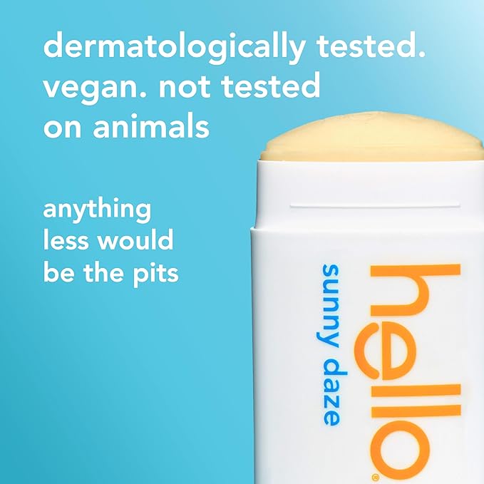 hello Sunny Daze Aluminum Free Deodorant for Women and Men with Shea Butter, 24-Hour Freshness, Baking Soda Free Deodorant, Dermatologically Tested, 2.6 oz Stick, 2 pack