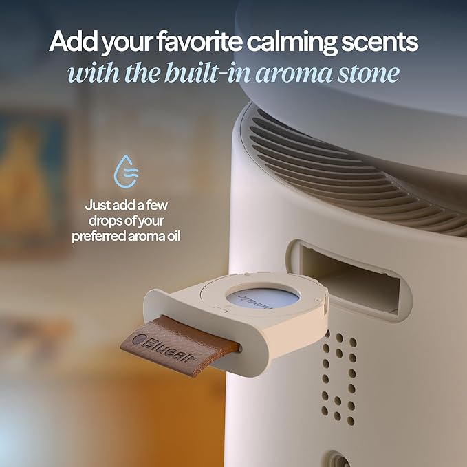 BLUEAIR Room Humidifier - DreamWell - 48Hr Top-Fill Mist-Free InvisibleMist Technology Aroma Stone for Essential Oils and Soothing Mood Lighting - Quiet Operation for Bedroom and Home Use, Beige