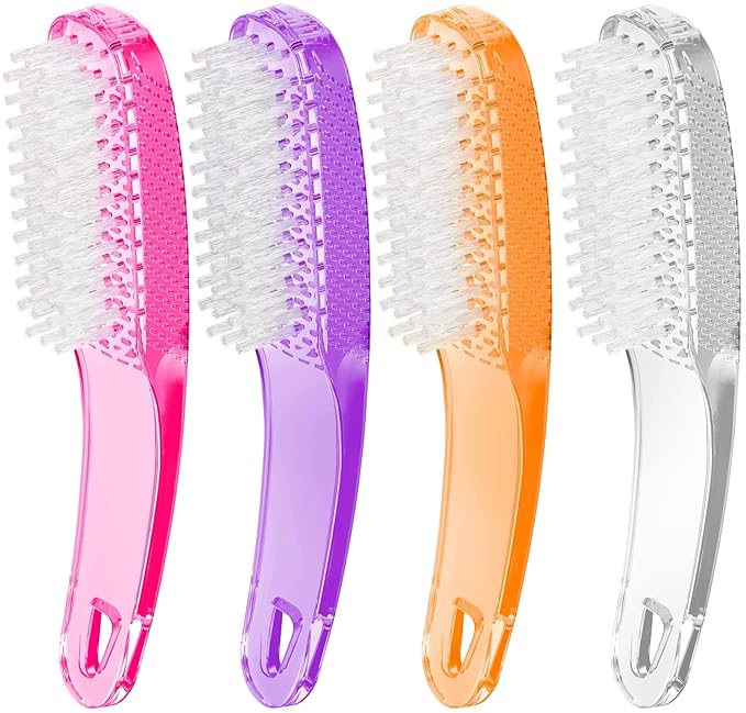 Nail Brush for Cleaning Fingernails, 4Pack Handle Grip Nail Brushes Fingernail Brush for Cleaning Nail Scrub Brush for Toes and Nails Women Men (Color1)