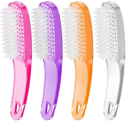 Nail Brush for Cleaning Fingernails, 4Pack Handle Grip Nail Brushes Fingernail Brush for Cleaning Nail Scrub Brush for Toes and Nails Women Men (Color1)