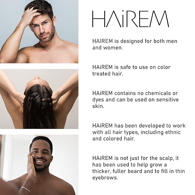 HAiREM™ Botanical Hair Serum, Promotes Hair Growth, Thicker & Fuller Hair, Darkens Grey Hair, For Men & Women - 2oz (2 Bottles)
