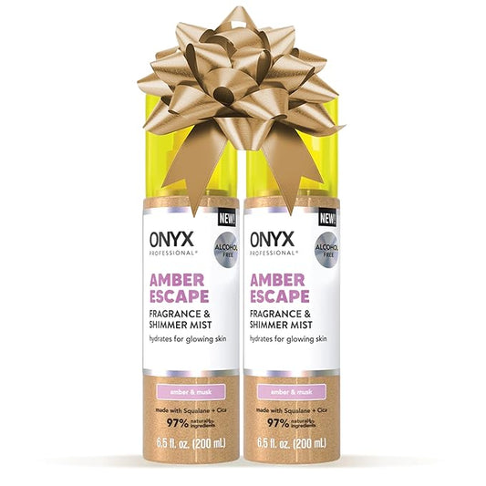 Onyx Professional Hydrating Shimmer Mist with Squalane & Cica, Amber Escape, 6.5 fl oz, 2pk - Shimmer Hair and Body Mist Creates a Radiant Glow with Lightweight Moisture