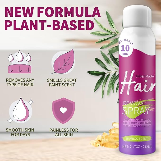 Hair Removal Spray, Hair Removal Cream for Women and Men, Painless Sensitive Skin Hair Remover for Bikini, Private Areas, Pubic, Body, Legs, and Underarms 7.17OZ