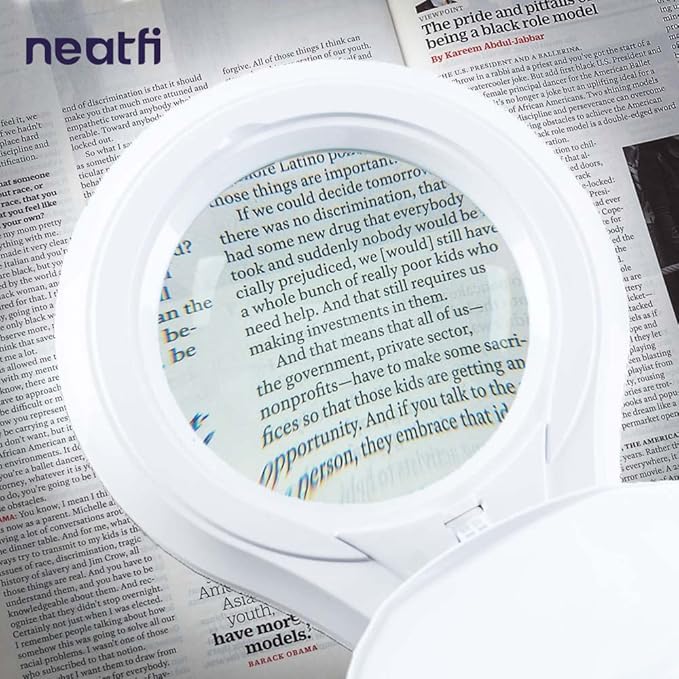 Neatfi 1,200 Lumens Super LED Magnifying Lamp with Clamp, Dimmable, Includes Microfiber Cleaning Cloth, 5 Inch Diameter Lens for Reading, Sewing, Crafting (White, 8 Diopter)