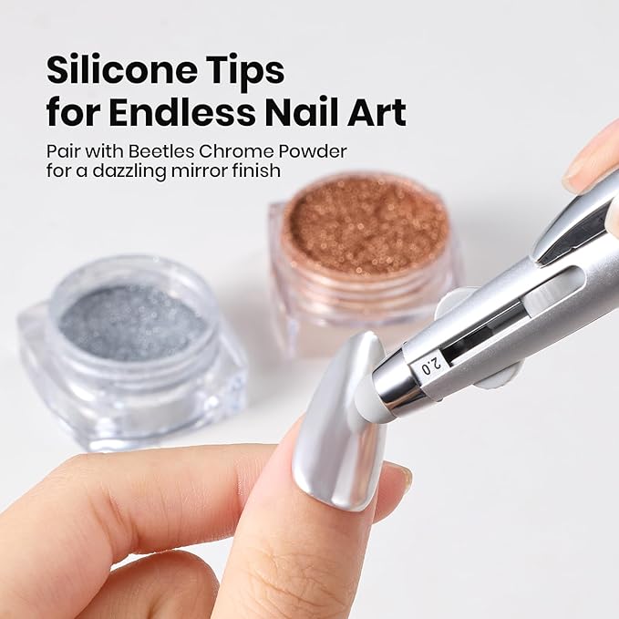 Beetles Nail Dotting Pen 4-in-1 Manicure Art Tools in Ballpoint Design with Size Marking and Pressing Head Double-end Nail Dotting Tool, Pefect for Dottings Painting Gems Chrome Powder DIY and Salon