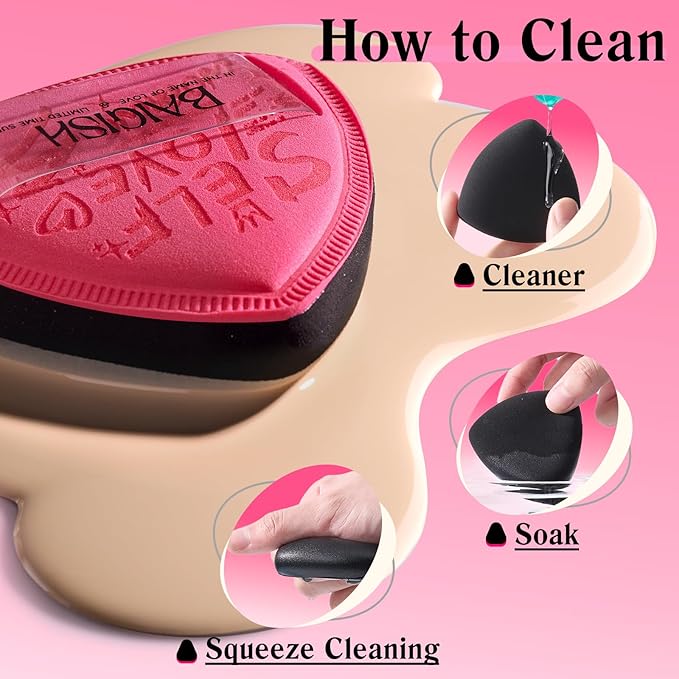 Makeup Sponge Set For Foundation Concealer, Triangle Powder Puff Soft Sponges Blender, Latex Free Blender Sponge For Liquid, Cream, and Powder Seamless & Flawless Makeup (RoseRed 3Pack)