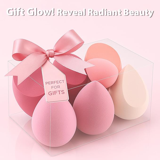 Makeup Sponge Set Foonbe Blender Sponges 7 Pcs for Liquid, Cream, and Powder, Latex Free, Multi colored Beauty Sponges with 1 Mini Sponge, Vegan & Cruelty-Free, Stocking Stuffers for Women