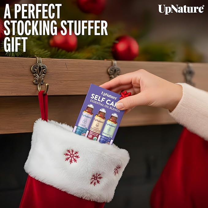 UpNature Self Care Gifts Essential Oil Roll On Set - Relaxation Stress Relief Gifts for Women – 3 Roller Essential Oils (Calm, Beauty & Breathe) Stocking Stuffers for Teen Girls