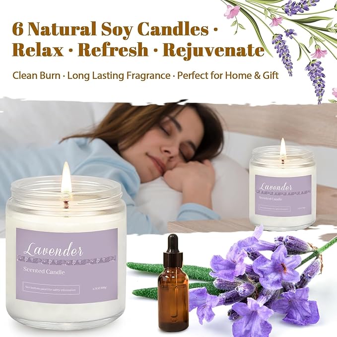 Holiday Scented Candle Gift Set, 6 Pack Natural Soy Candles for Home, Long Lasting Christmas Gifts for Women, Men, Friends & Family, Winter Aromatherapy Candle Set for Relaxing & Home Décor