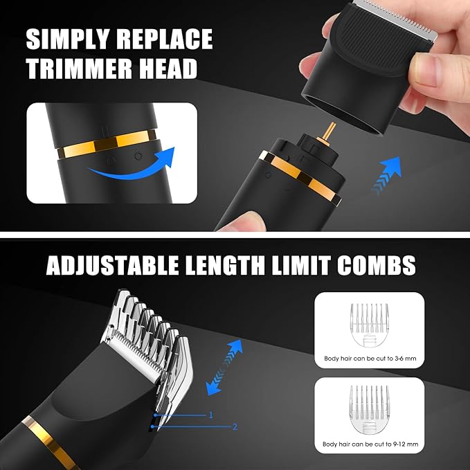 Manscape Body Trimmer for Men, 3 in 1 Men's Grooming Kit with Pubic/Nose Hair Trimmer & Ball Shaver for Nose/Balls/Groin/Legs/Chest Hair Removal, LED Display, IPX6 Waterproof, Gifts for Him Dad