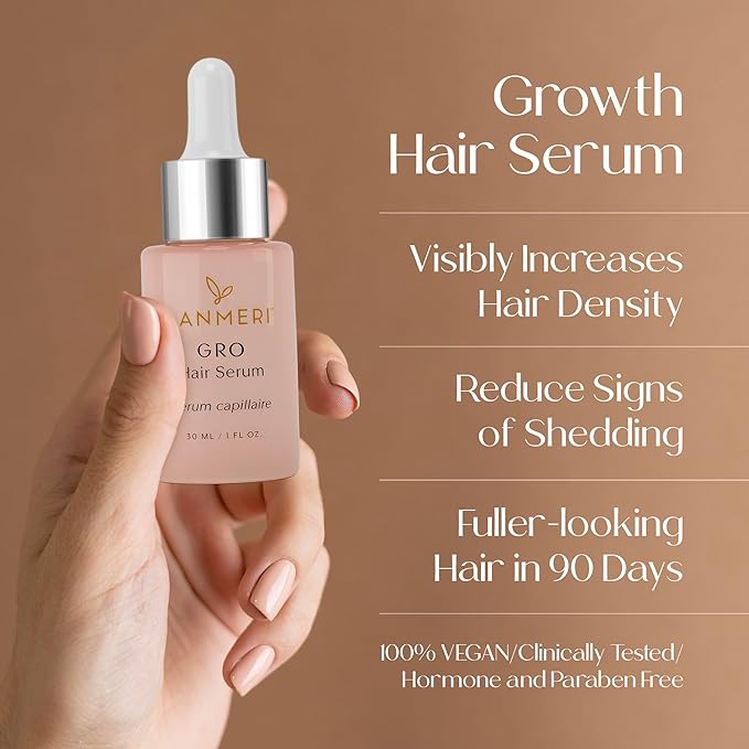 Lanmeri Vegan Hair Growth Serum - Natural Hair Regrowth and Hair Loss Treatments for Women & Men - Scalp Serum for Thinning Hair - Fuller, Thicker and Healthier Hair in 90 Days, All Hair Types