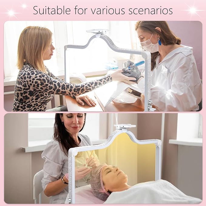 34-Inch Nail Light for Desk, 3-Level Dimming Half Moon Light, 3360LM Lamp, Adjustable with Phone Holder, Eye Protection – Ideal for Nail Techs - White