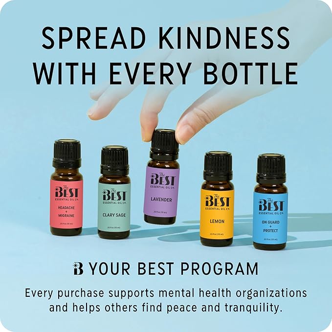 The Best De-Stress + Calming Essential Oil Blend- Premium Grade- 100% Pure & Natural for Aromatherapy, Diffuser, Spa, Massage, Air Freshener- 10 ml (.33 fl oz)