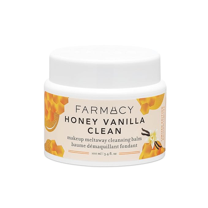 Farmacy Makeup Remover Cleansing Balm - Honey Vanilla Waterproof Makeup Remover & Oil Based Cleanser - Gentle Exfoliating Double Cleanser - Melts From Balm to Milky Lather (100ml)