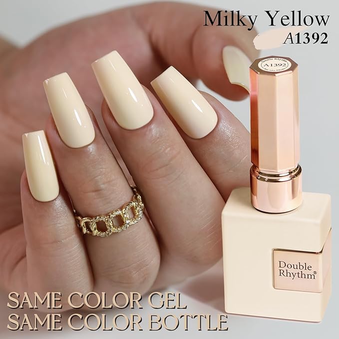 Double Rhythm 15ML Gel Nail Polish Pure Sheer Same Color Same Bottle Soak Off Gel Polish Art Manicure Salon DIY at Home for Women (Cream Beige-A1392)