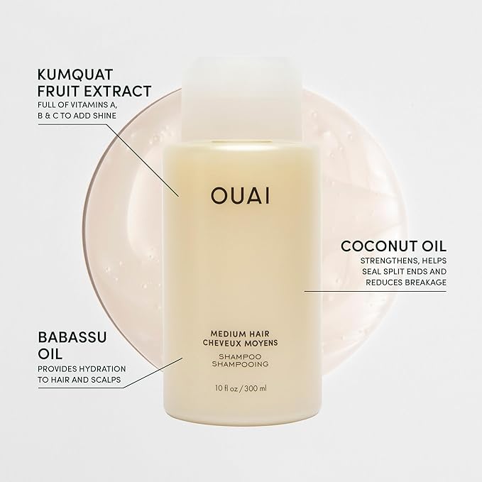 OUAI Medium Hair Bundle - Shampoo (10 Oz), Conditioner (10 Oz) & Hair Treatment Masque (8 Fl Oz) with Shea Butter, Keratin and Panthenol - Paraben, Phthalate and Sulfate Free