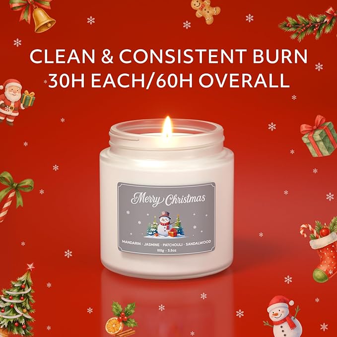 NORVENCE Christmas Candles, Scented Candles Gift Set for Stress Relief, Stress Relief Candle Gifts for Women and Men, Christmas Candle Gifts for Women (Red & White, 7 oz)