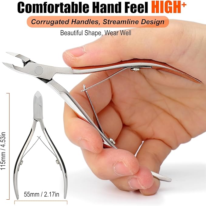 LePinko Professional Cuticle Trimmer kit, Super Sharp Dead Skin Clipper, Labor-saving Cuticula Remover for Fingernail Toenail, Manicure Pedicure Tool for Women Men, Home Salon Use, 7mm Jaw