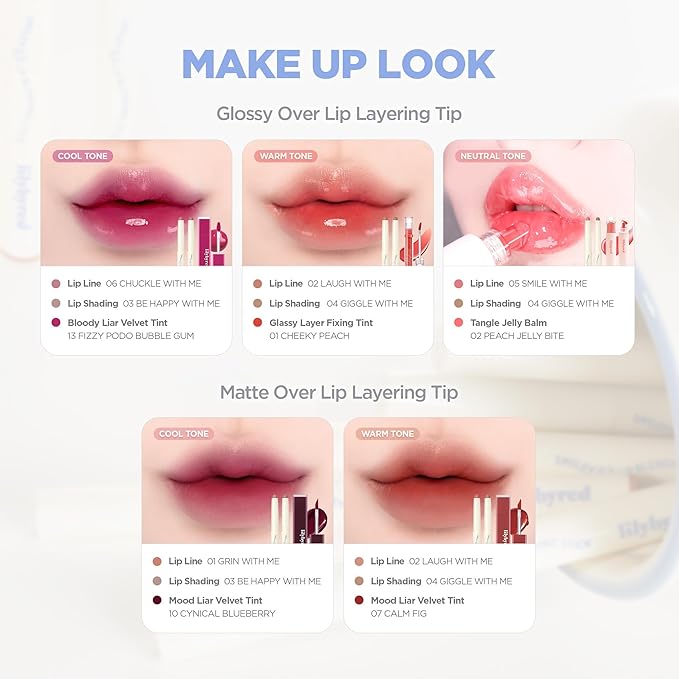 lilybyred Smiley Lip Blending Stick | Korean 3-in-1 Multi-Use Lip Liner, Smooth Creamy Texture, Long-Lasting Matte Finish, Soft Blur Effect, Precision Contour Pencil, 0.028 oz. (02 Laugh with Me)