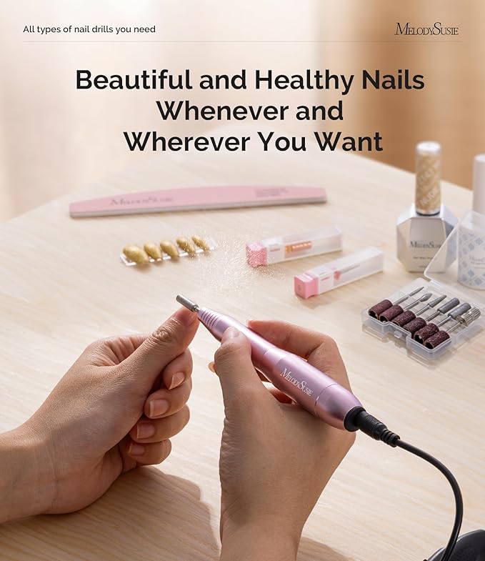 MelodySusie Pen-Shaped Portable USB Nail Drill, PC120I 20000RPM Electric Nail File with Compact Design for All Nail Care, Manicure Polishing, Shaping & Gel Removal at Home for Beginners