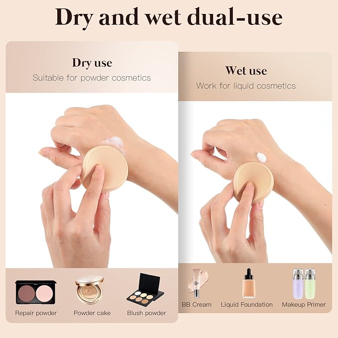 Patelai 100 Pieces Round Makeup Sponges Cosmetic Sponge Round Primer Compact Powder Puff with Transparent Case Makeup Powder Puffs Applicator Make up for Foundation Cosmetic