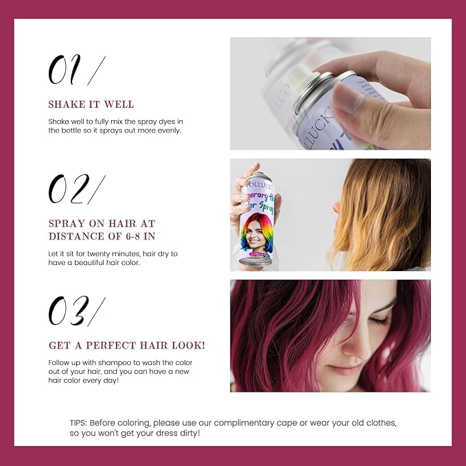 Hair Color Spray, Temporary Hair Dye for Women & Men, Vibrant Colors Hair Wax Gray Hair Cover for Party, Halloween, Cosplay (Hot Pink, 120 ML)