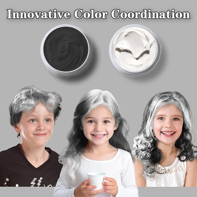 Black Hair Color Wax, Temporary Hair Color Wax, Temporary Hair Dye for Dark Hair, Washable, Kids, Halloween, Cosplay, Party, Girls