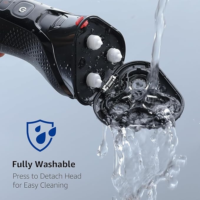 Cordless Electric Razor for Men: 3-in-1 Shaver for Beard/Nose/Sideburns - IPX7 Waterproof Travel Kit - Turbo Speed & Precision Blades,Eclipse Black