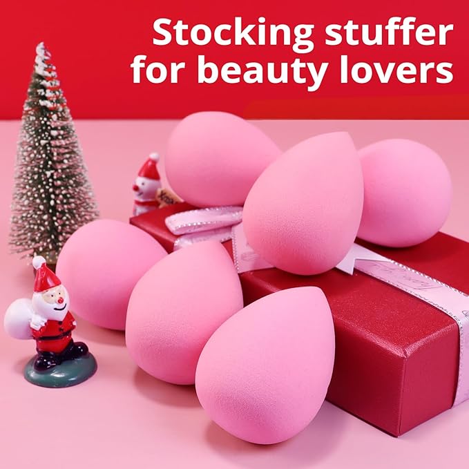 BEAKEY Super Soft Makeup Sponge Set of 6, Makeup Sponges for Foundation, Liquid, Cream and Powder, Pink Beauty Sponge for Blending, 0 Latex Blender