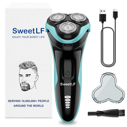 SweetLF Electric Razor for Men with Pop-Up Trimmer, IPX7 Waterproof Electric Shaver, Rechargeable Cordless Shavers for Men, Type-C, 120Mins Runtime, Plug & Play
