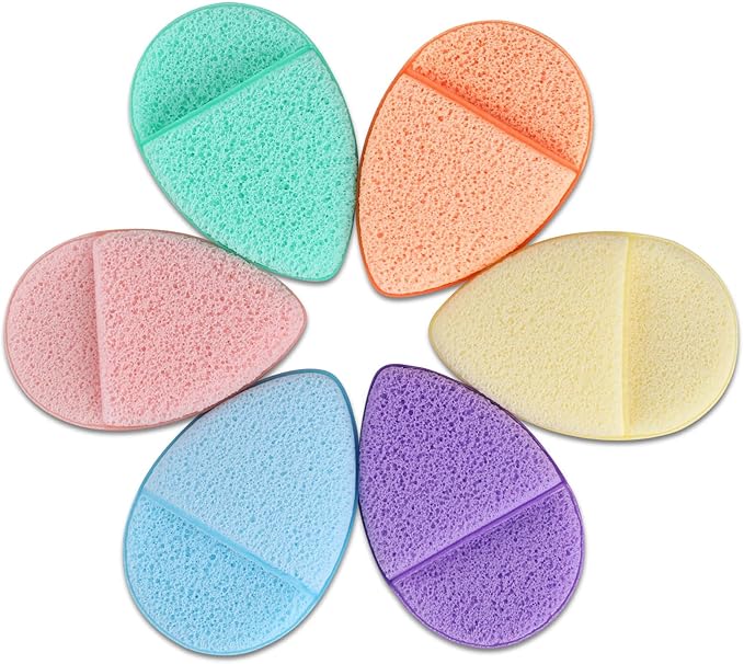 6Pcs Facial Sponges Set, Cleansing Puff, Colorful Facial Sponges for Face Wash, Reusable Makeup Remover Exfoliating Pads for Daily Cleansing