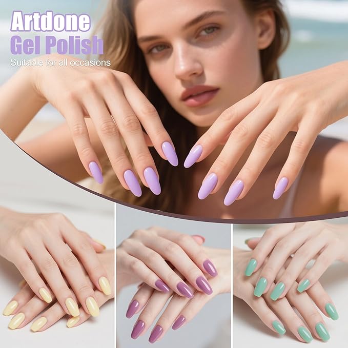 Artdone Sheer Gel Nail Polish Set Jelly UV Gel 6 Colors Translucent Milky White Pink Nude Brown Colors Nail Polish For All Seasons