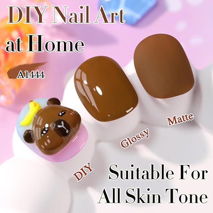 Double Rhythm 15ML Gel Polish Pure Sheer Same Color Same Bottle Soak Off Gel Polish Art Manicure Salon DIY at Home for Women (Brown-A1444)