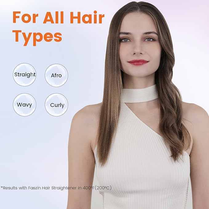 Faszin Professional Hair Straightener, 1.65inch Wide-Plate, Titanium Negative Ion Flat Iron, 30s Rapid Heating, LED Temp Display, Wide Voltage & 10 Adjustable Temp Levels (260-450℉) - Black